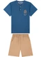 Ioluig - Conjunto Camiseta e Bermuda Sarja Elastano Bege - variação: Azul