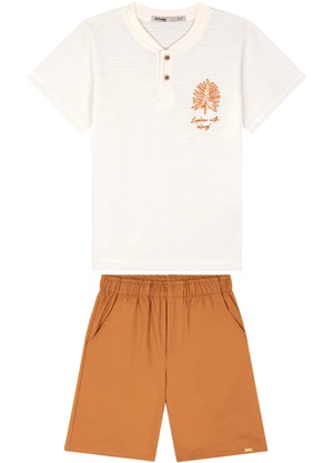 Ioluig - Conjunto Camiseta e Bermuda Sarja Elastano Bege - IOLUIG