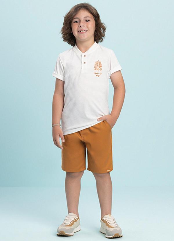 Ioluig - Conjunto Camiseta e Bermuda Sarja Elastano Bege