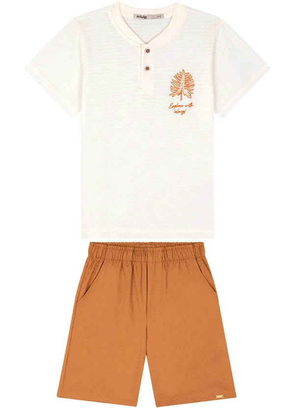 Ioluig - Conjunto Camiseta e Bermuda Sarja Elastano Bege 2