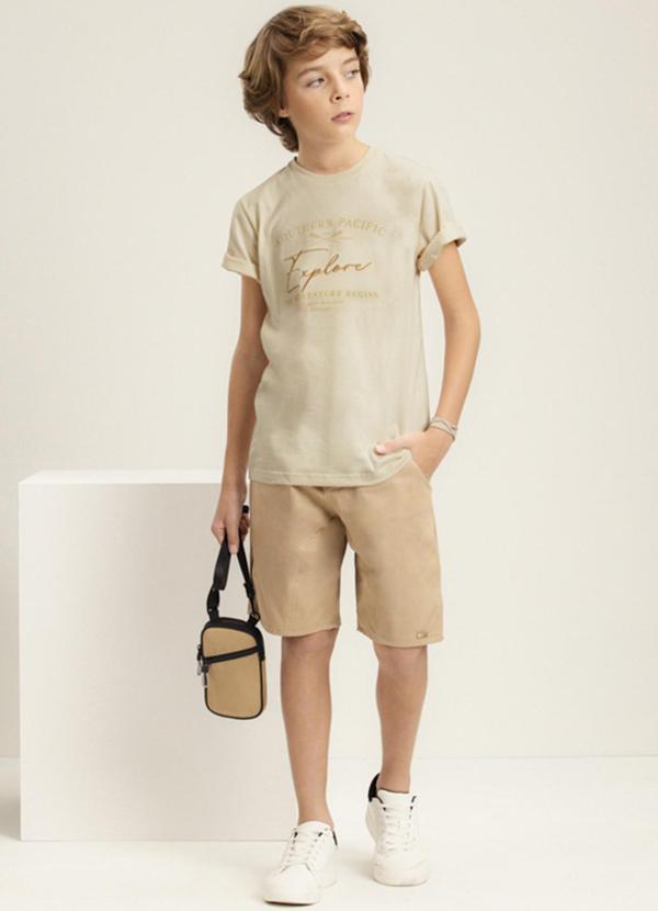 Ioluig - Conjunto Camiseta e Bermuda Sarja Explore Bege