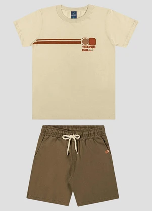 Reirex - Conjunto Camiseta e Bermuda Sarja Light Bege - REIREX