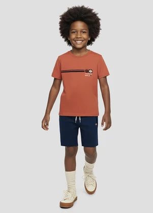 Reirex - Conjunto Camiseta e Bermuda Sarja Light Laranja - REIREX