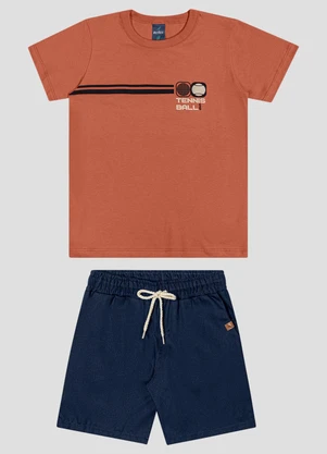 Reirex - Conjunto Camiseta e Bermuda Sarja Light Laranja - REIREX