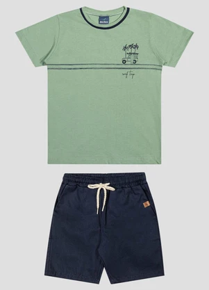 Reirex - Conjunto Camiseta e Bermuda Sarja Light Verde - REIREX