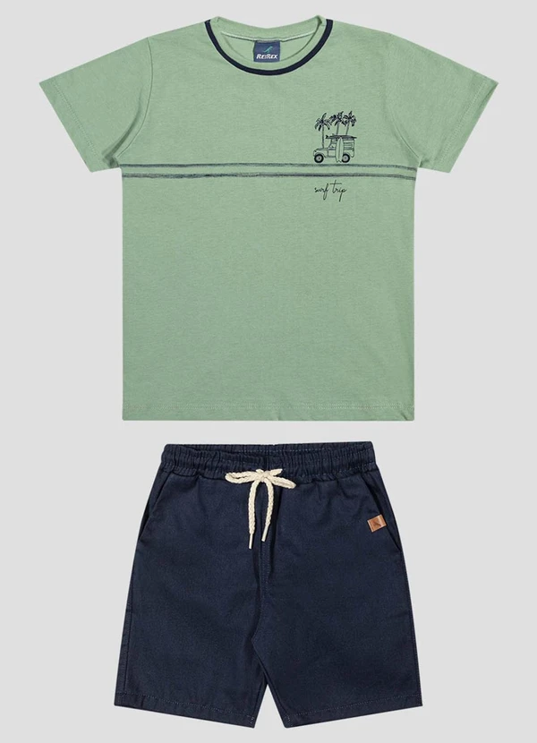 Reirex - Conjunto Camiseta e Bermuda Sarja Light Verde