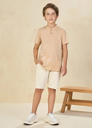Ioluig - Conjunto Camiseta e Bermuda Sarja Natureza Bege - IOLUIG