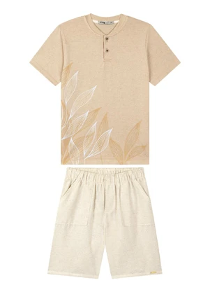 Ioluig - Conjunto Camiseta e Bermuda Sarja Natureza Bege - IOLUIG