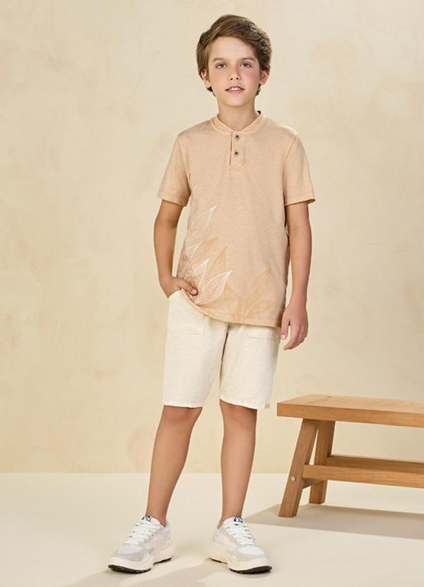 Ioluig - Conjunto Camiseta e Bermuda Sarja Natureza Bege