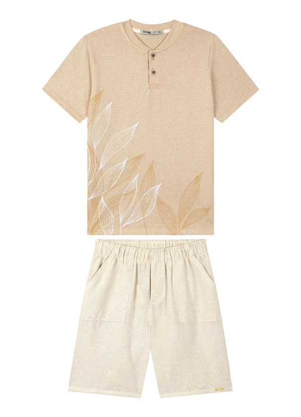 Ioluig - Conjunto Camiseta e Bermuda Sarja Natureza Bege 2