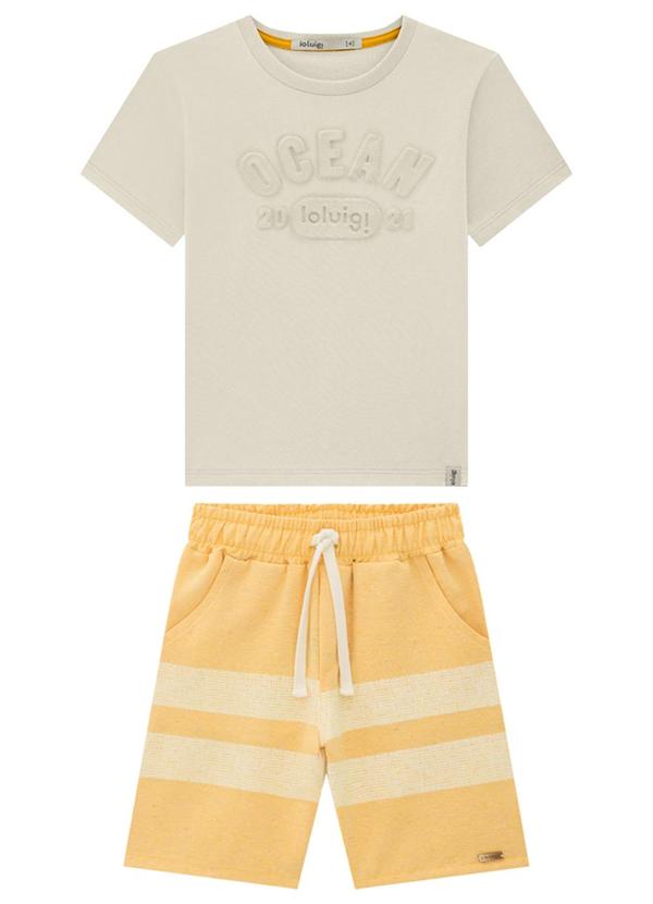 Ioluig - Conjunto Camiseta e Bermuda Sarja Ocean Bege 2