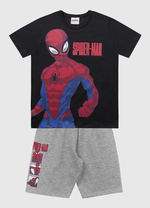 Fakini Kids - Conjunto Camiseta e Bermuda Spider-Man Preto