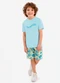 Ddk - Conjunto Camiseta Estampa Wheels e Bermuda Bege - variação: Azul