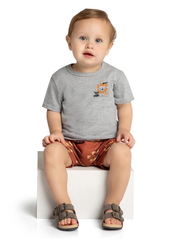 Marlan - Conjunto Camiseta e Bermuda Sunny Lion Cinza