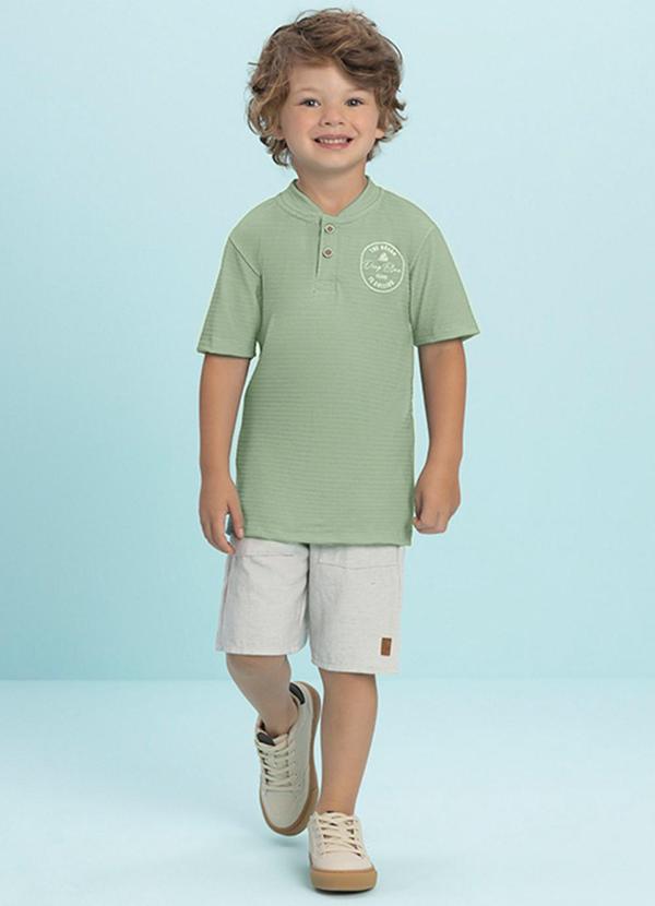 Ioluig - Conjunto Camiseta e Bermuda Tecido Linho Verde