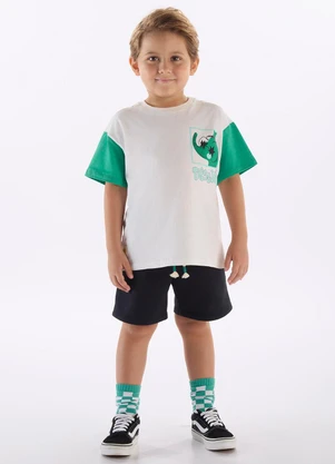 Três e Já - Conjunto Camiseta e Bermuda Branco - TRÊS E JÁ