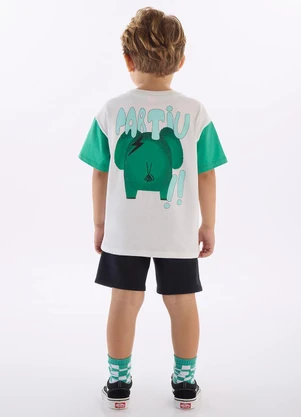 Três e Já - Conjunto Camiseta e Bermuda Branco - TRÊS E JÁ