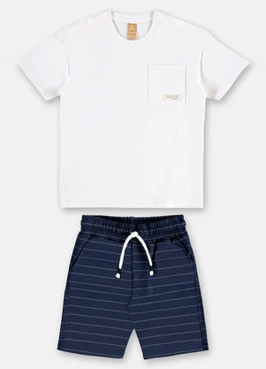 Up Baby - Conjunto Camiseta e Bermuda Branco - UP BABY