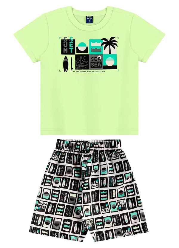 Bee Loop - Conjunto Camiseta e Bermuda Verde