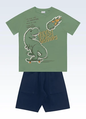 Fakini Kids - Conjunto Camiseta e Bermuda Verde - FAKINI KIDS