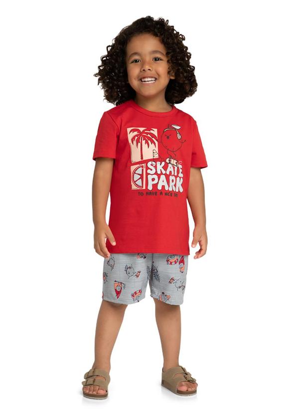 Marlan - Conjunto Camiseta e Bermuda Vermelho