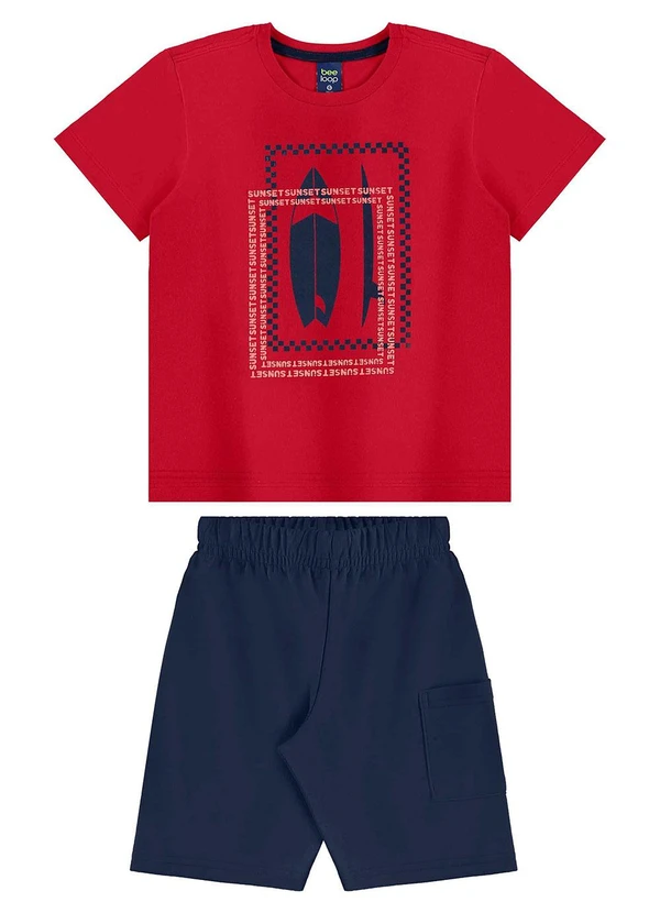 Bee Loop - Conjunto Camiseta e Bermuda Vermelho 2