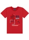 Ddk - Conjunto Camiseta Estampa Wheels e Bermuda Bege - variação: Vermelho