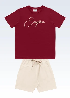 Fakini Kids - Conjunto Camiseta e Bermuda Vermelho - FAKINI KIDS