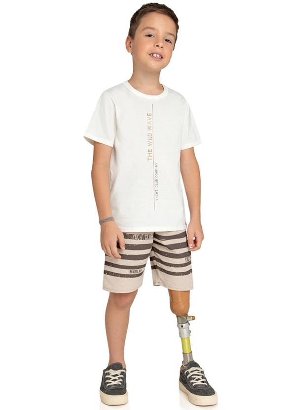Marlan - Conjunto Camiseta e Bermuda Wild Wave Bege