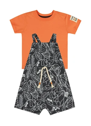 Quimby - Conjunto Camiseta e Jardineira Bebê Laranja - QUIMBY