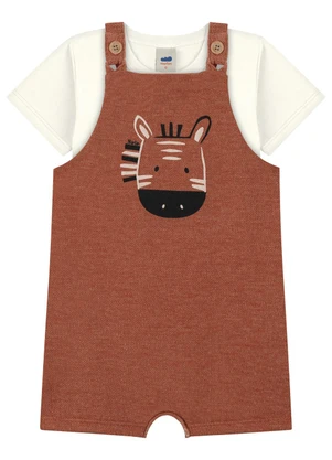 Marlan - Conjunto Camiseta e Jardineira Bebê Marrom - MARLAN
