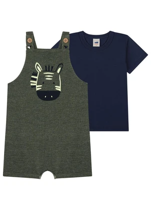 Marlan - Conjunto Camiseta e Jardineira Bebê Verde - MARLAN