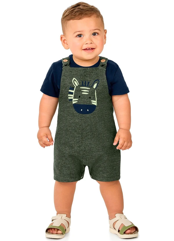 Marlan - Conjunto Camiseta e Jardineira Bebê Verde
