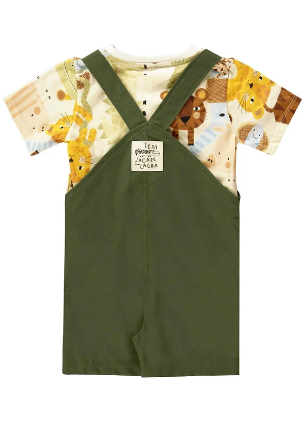 Três e Já - Conjunto Camiseta e Jardineira Bege 4
