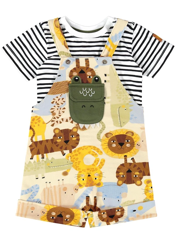 Três e Já - Conjunto Camiseta e Jardineira Branco 2