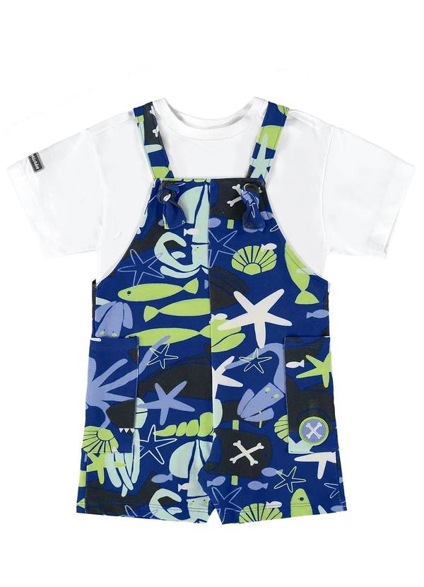 Três e Já - Conjunto Camiseta e Jardineira Branco 3