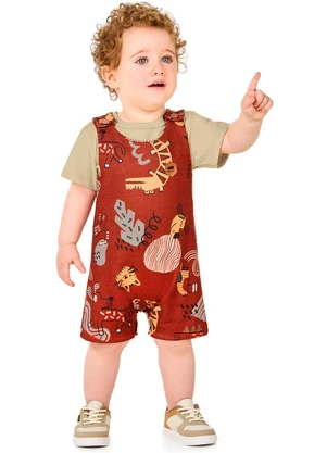 Marlan - Conjunto Camiseta e Jardineira Marrom - MARLAN