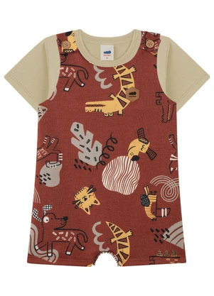 Marlan - Conjunto Camiseta e Jardineira Marrom - MARLAN