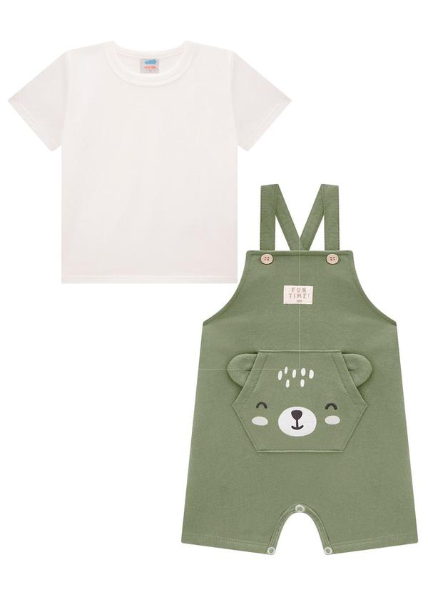 Marlan - Conjunto Camiseta e Jardineira Moletinho Verde