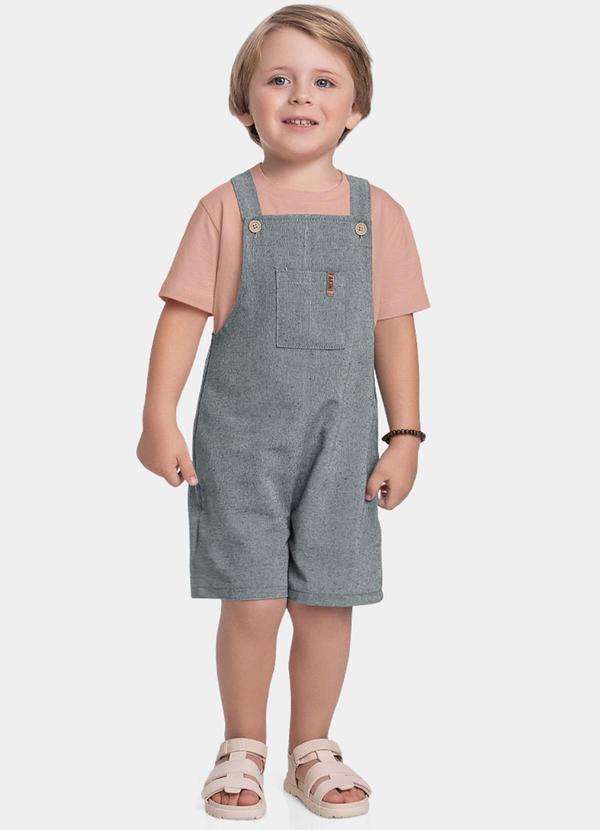Fakini Kids - Conjunto Camiseta e Macacao Rosa