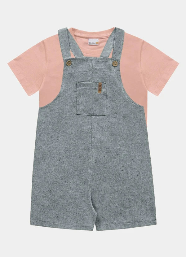 Fakini Kids - Conjunto Camiseta e Macacao Rosa 3