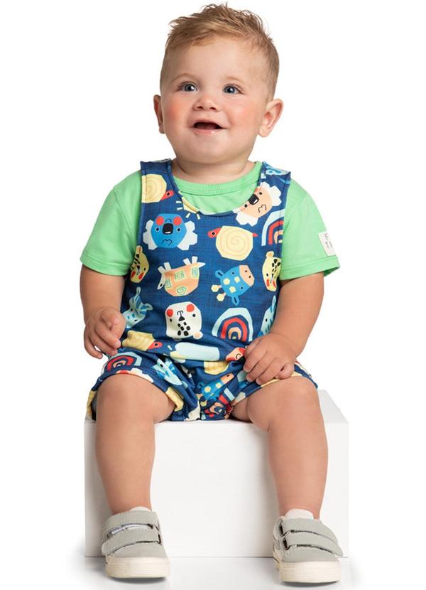 Marlan - Conjunto Camiseta e Salopete Best Friends Azul