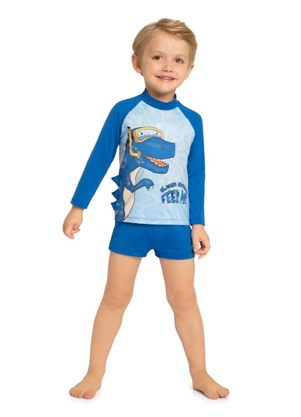 Marlan - Conjunto Camiseta e Sunga Malha Proteção Uv Azul