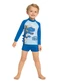 Marlan - Conjunto Camiseta e Sunga Malha Proteção Uv Azul - variação: Azul