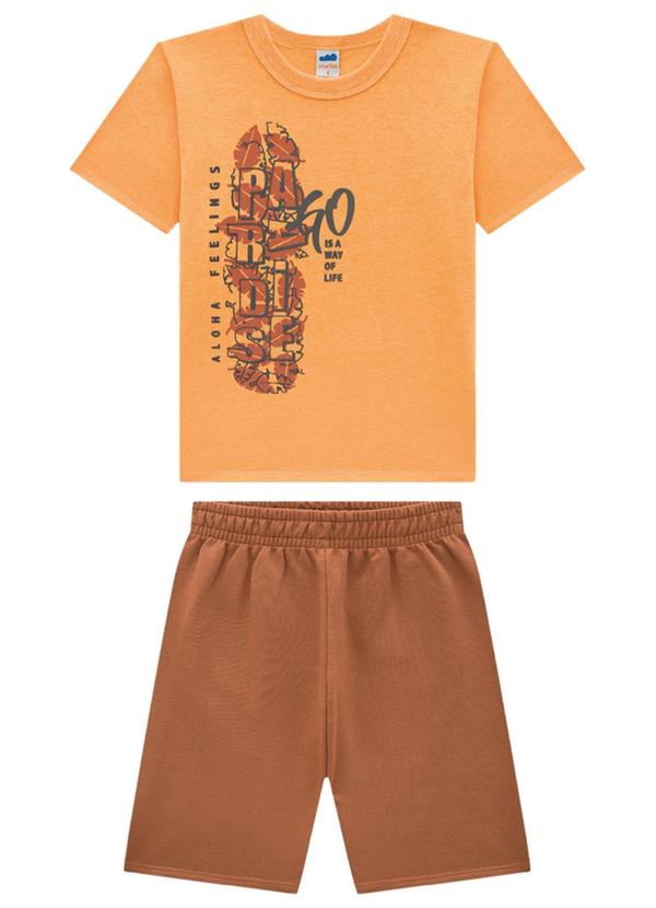 Marlan - Conjunto Camiseta em Meia e Bermuda Laranja