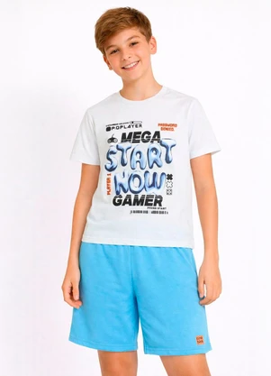 Tink Bink - Conjunto Camiseta em Meia Malha Bermuda Azul - TINK BINK