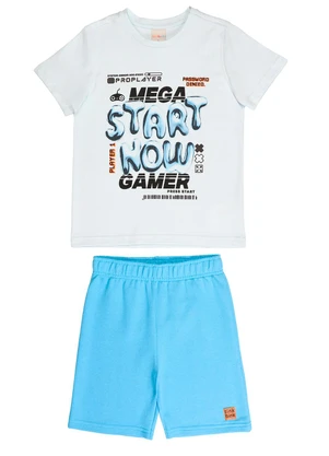 Tink Bink - Conjunto Camiseta em Meia Malha Bermuda Azul - TINK BINK