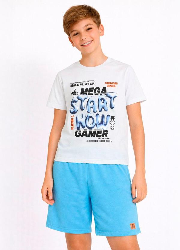 Tink Bink - Conjunto Camiseta em Meia Malha Bermuda Azul