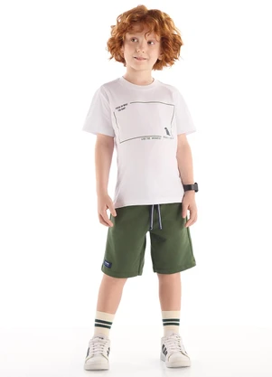 Quimby - Conjunto Camiseta Estampa 3d Bermuda Branco - QUIMBY