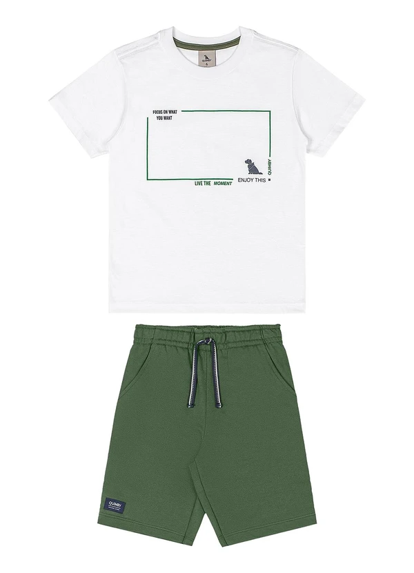 Quimby - Conjunto Camiseta Estampa 3d Bermuda Branco 2